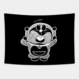 Angry Doraemon - Retro White 1969 Tapestry