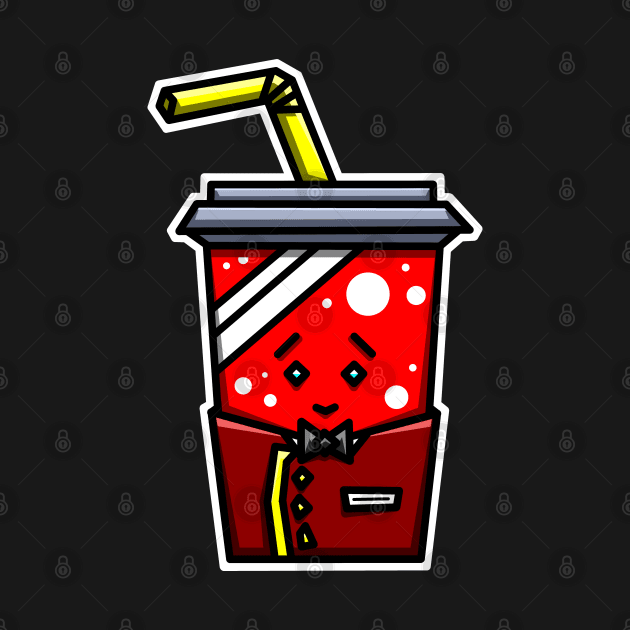 Cute Cup of Soda Pop in a Movie Theatre Usher Uniform - Junk Food Gift - Soda by Bleeding Red Paint