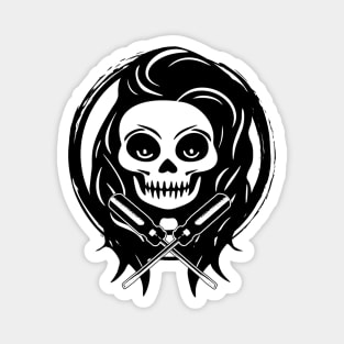 Female Electrician Skull and Screwdriver Black Logo Magnet