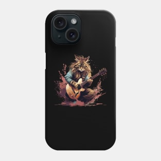 Maine Coon Cat Playing Guitar Phone Case