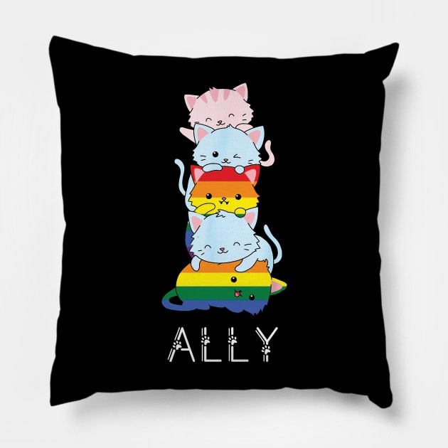 Pride Ally Cat /pride allyship Pillow by Wine4ndMilk