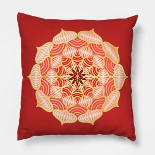 Mandala Shiney Ornaments Red Gold Pillow