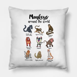 Monkeys of the world - Types of Monkeys Pillow