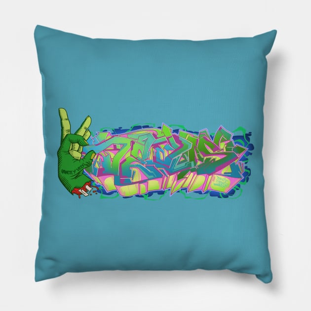 Dedos graffiti  letters 2 Pillow by Dedos The Nomad