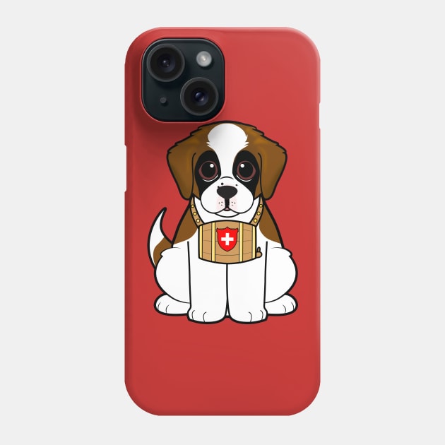 Cute St. Bernard Puppy with Barrel Phone Case by PenguinCornerStore