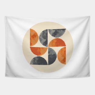 Mid century modern shapes, pixel art Tapestry