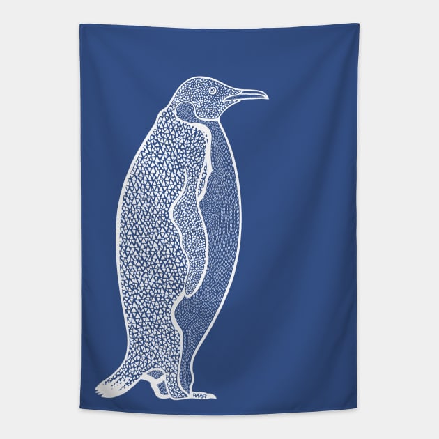 Emperor Penguin - artic animal drawing Tapestry by Green Paladin