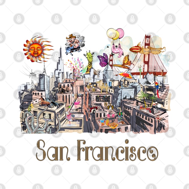 Pop Art Surreal CRAZY San Francisco by IconicTee