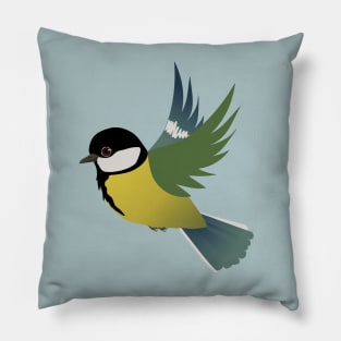 Flying great bird on a light blue background Pillow