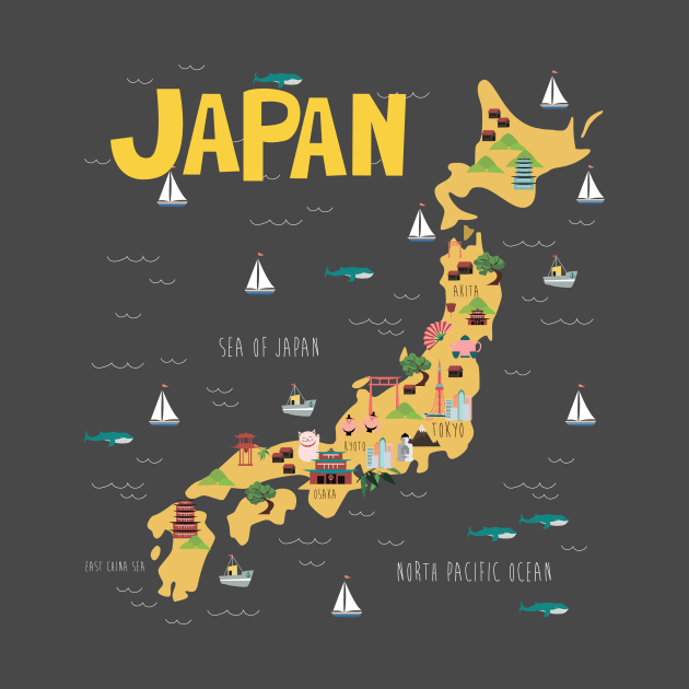 Japan Illustrated Map by JunkyDotCom