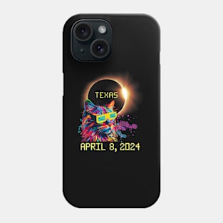 Totality Total Solar Eclipse Cat April 8 2024 Texas Phone Case