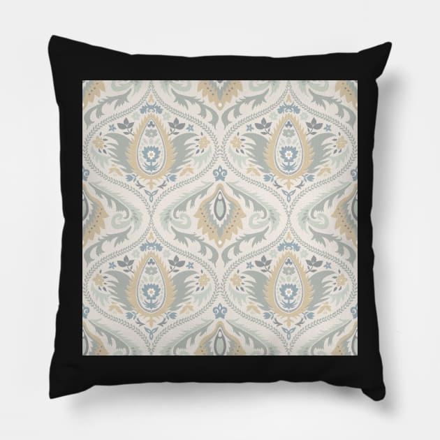 Ogee pattern with tendrils on light yellow Pillow by colorofmagic