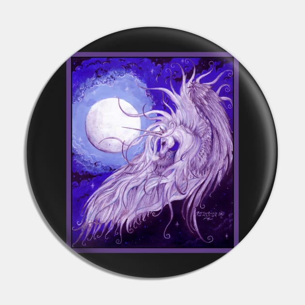 Winged Unicorn and the moon Pin by pegacorna