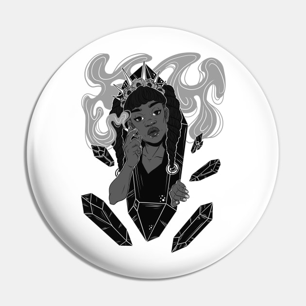 Crystal Smoker Pin by WildSkullflowerArt