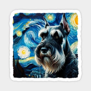 Starry Giant Schnauzer Dog Portrait - Pet Portrait Magnet