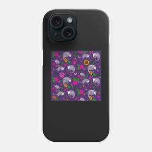 Trash Royalty in Dark Purple Floral Possum Print Animals with Flowers Phone Case