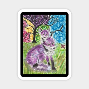 Purple fox art Magnet