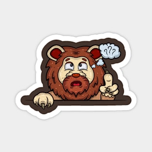 Lion Cartoon With Confused Face Expression Magnet