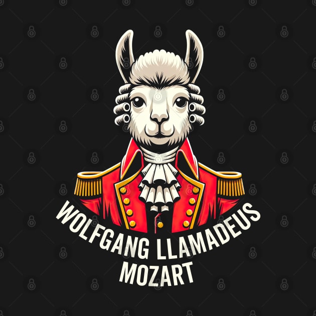 Wolfgang Llama Portrait Llamadeus Mozart Classical Music Humor by Vauliflower