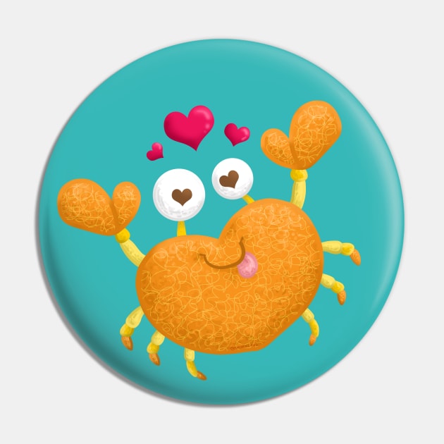 Crab with Heart Shape Body Pin by Khotekmei