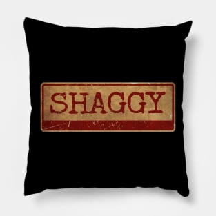 Aliska, text red gold retro Shaggy red Pillow