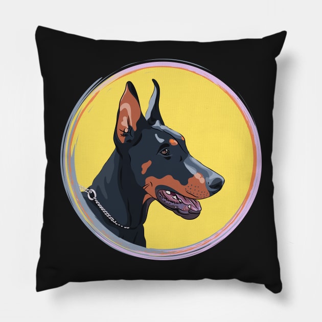 Dog Doberman Pinscher Pillow by kavalenkava
