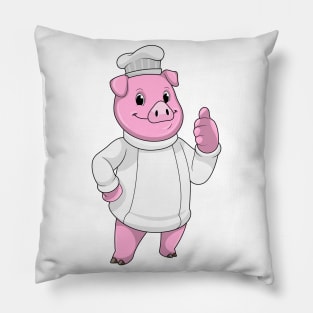 Pig as Cook with Chef hat Pillow