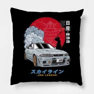 Nippon JDM Gray Nissan Skyline GT-R R33 Pillow