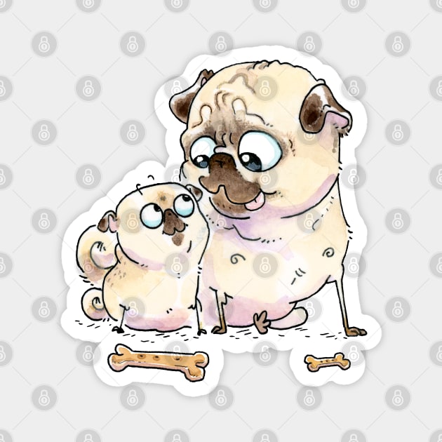 Best Buds pugs Magnet by Inkpug