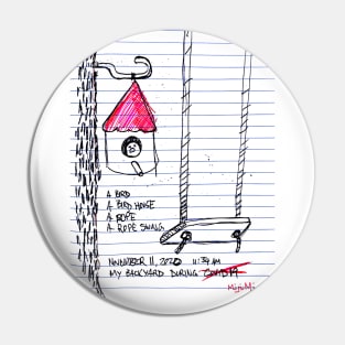 Birdhouse Rope Swing Doodle Black Pin