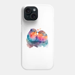 Cute fluffy robins - The birds are locked in a loving embrace. Perfect valentines day gift Phone Case