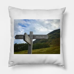 Sign to Ben Nevis Scotland. Pillow