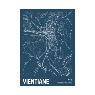 Vientiane Blueprint Street Map, Vientiane Colour Map Prints T-Shirt
