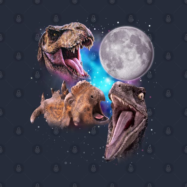 Three Dinosaurs Howl at the Moon by darklordpug