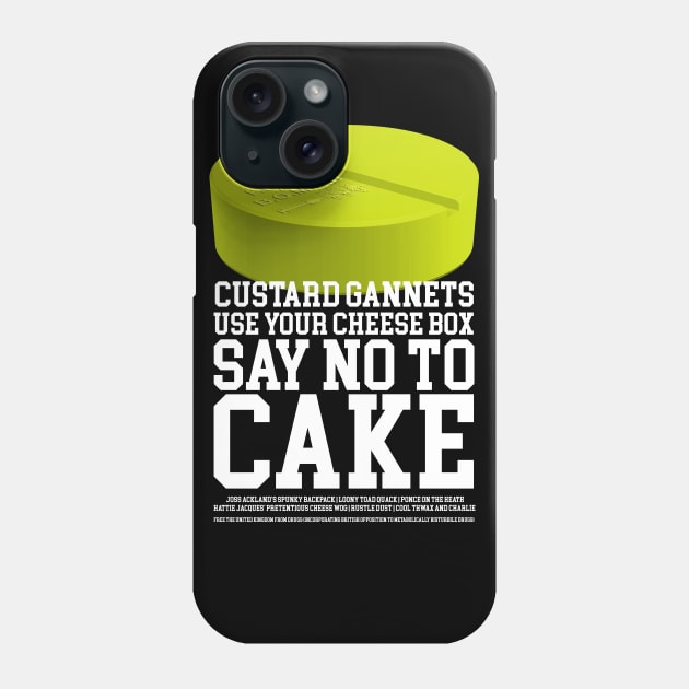 Hey Custard Gannets, Use your Cheese Wog and Say No to Cake Phone Case by Meta Cortex