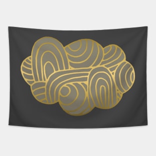 Cloud in Gold and Deep Silver –  Gold Cloud Line Drawing with Pewter Color Fill Tapestry