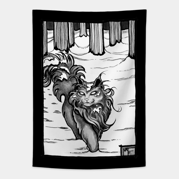 Japanese Cat Ghost Tapestry by Nat Ewert Art