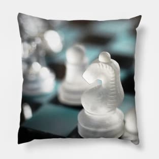 Knight's move: Glass Chess Pieces still-life Pillow