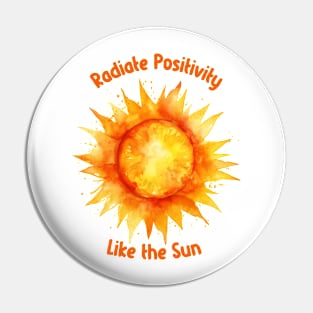 Radiate Positivity Brushed Watercolor Painted Sun Pin