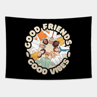 Good Friends Good Vibes Pastel Tapestry