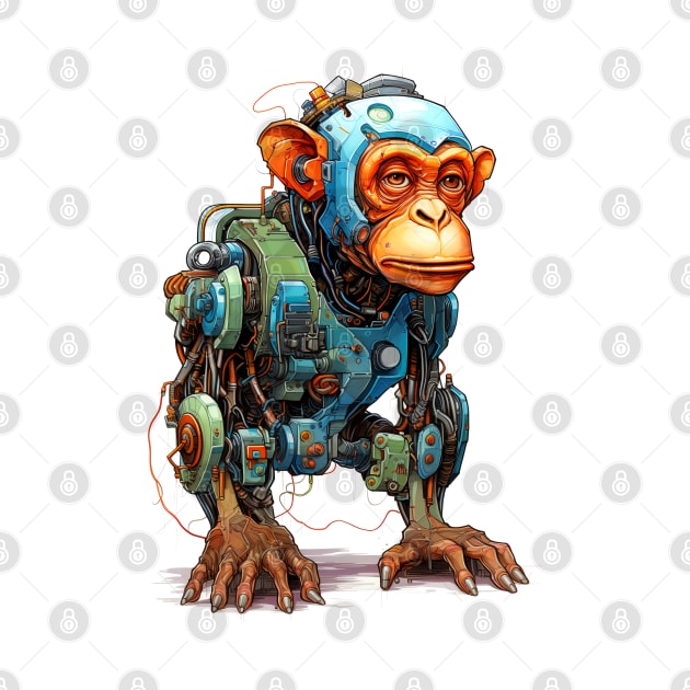 Cartoon monkey robots. T-Shirt, Sticker. by AndreKENO