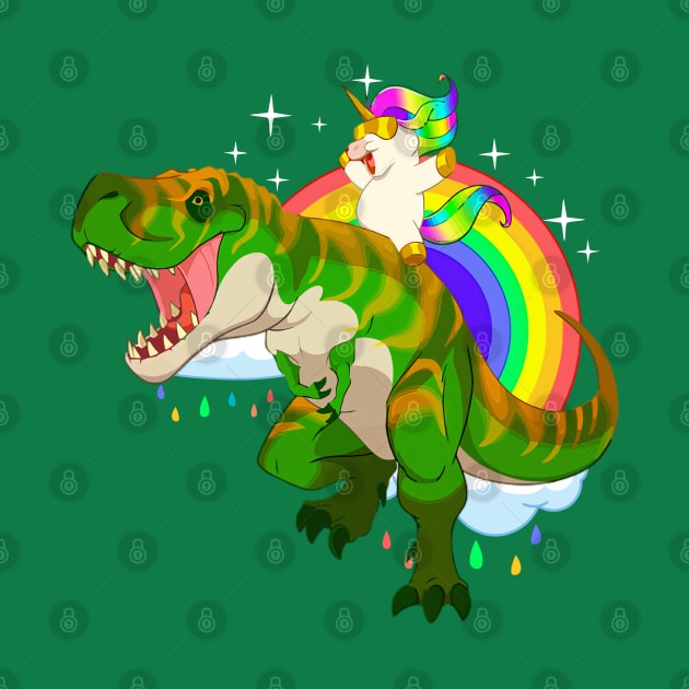 Unicorn Riding Dinosaur by Happy Asmara