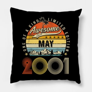 Awesome Since May 2001 Vintage 22nd Birthday Pillow