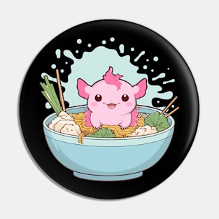 cute Axolotl Eating Ramen Noodles adorable Pin