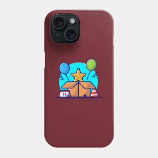 Star In A Box With Balloons Cartoon Vector Icon Illustration Phone Case