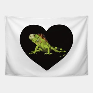 Iguana Heart for Iguana Lovers, Black Tapestry