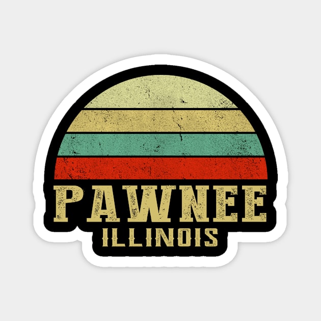 PAWNEE ILLINOIS Vintage Retro Sunset Magnet by LIPTIN