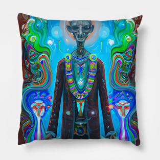 Techno-Shaman (21) - Trippy Psychedelic Art Pillow