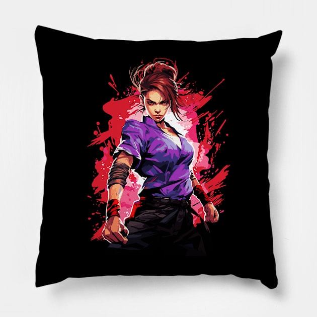 Kung Fu Anime Girl Pillow by Atomic Blizzard