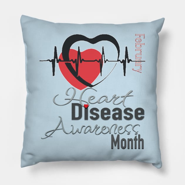 Heart disease awareness month Pillow by TeeText